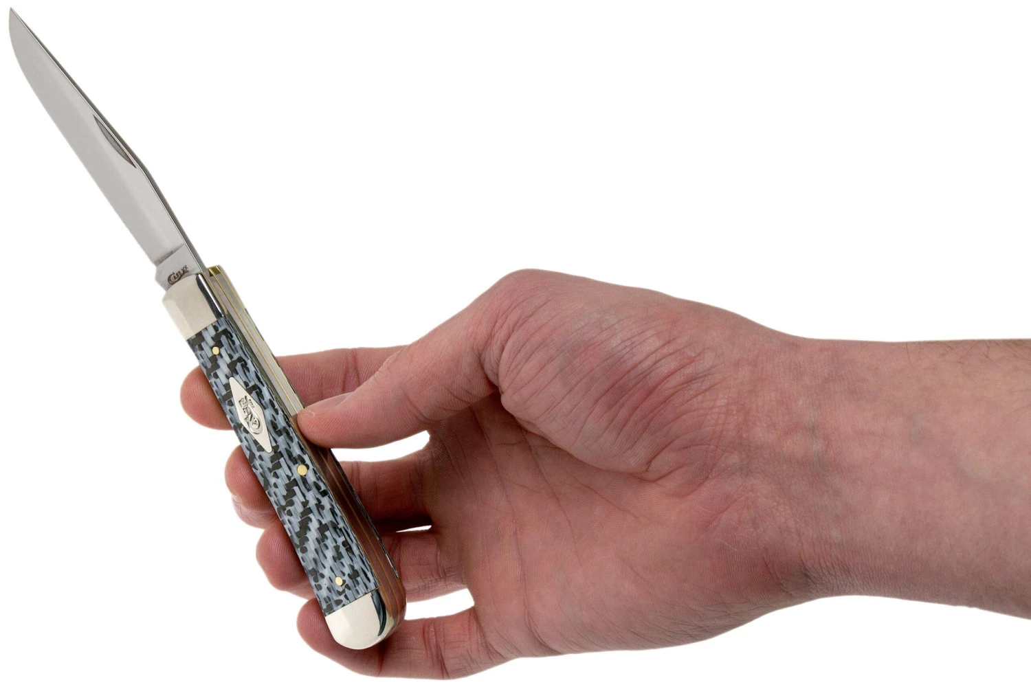 Case Medium Trapper White & Black Carbon Fiber-G10 Weave Smooth, 38920 10254 SS Navaja 7 Case Medium Trapper White & Black Carbon Fiber-G10 Weave Smooth, 38920 10254 SS Navaja - Imagen 5