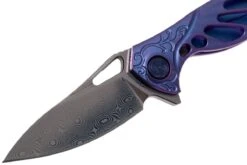 Rike Mini Hummingbird Navaja Damascus, Azul -Cuchillos Tienda de ventas RKMINI BL 03 rike knives mini hummingbird rkmini bl 03